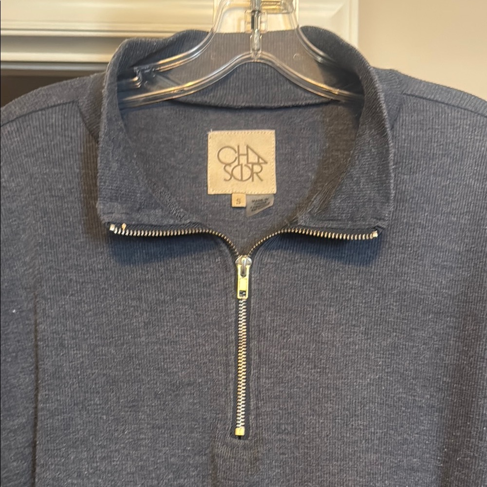 CHASER LA Blue/Gray Quarter-Zip Pullover With Zip Sleeves